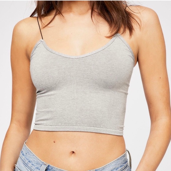 FP Free People | Skinny Strap Seamless Brami | NEW - Heather Grey - Picture 2 of 3